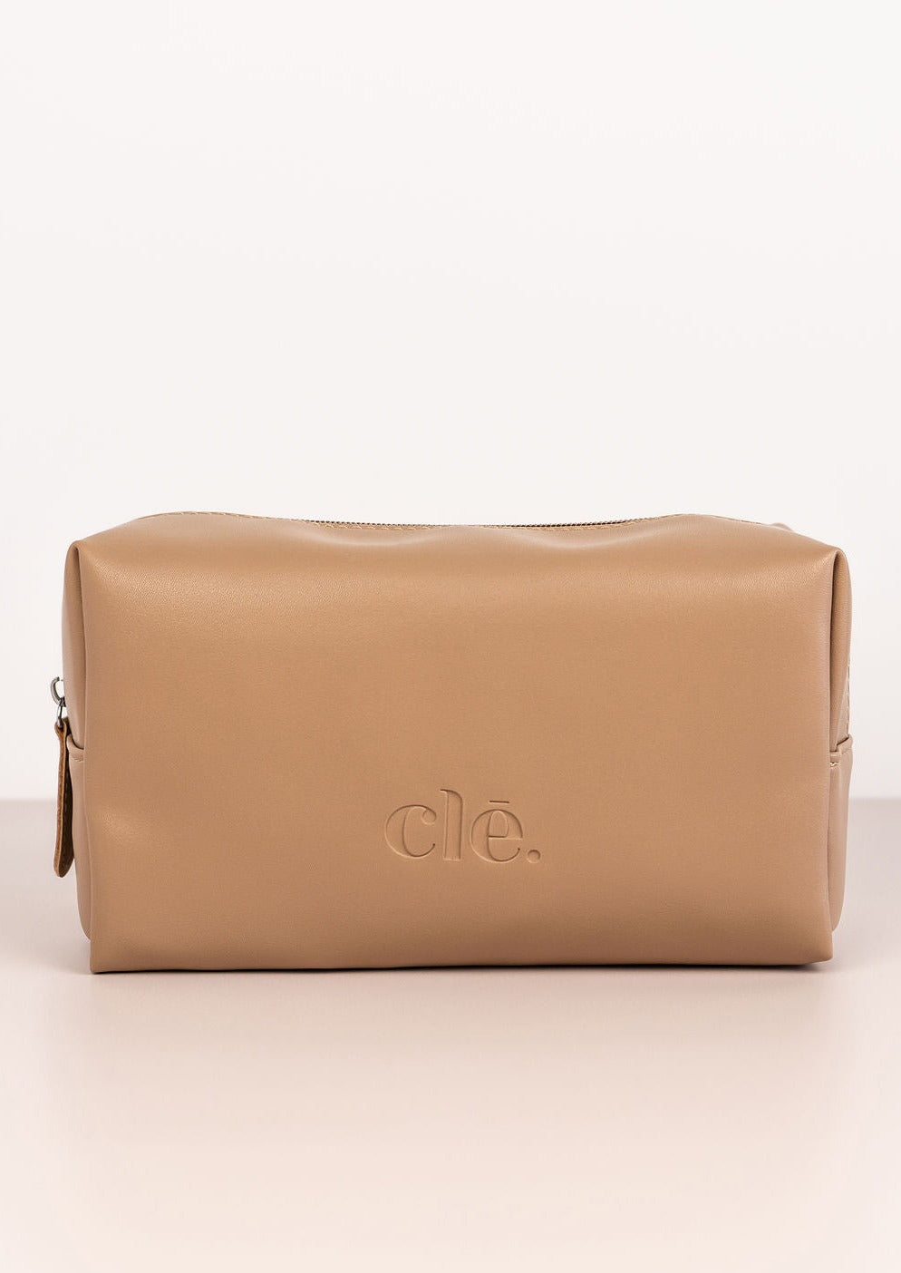 Tan Vegan Leather Cosmetic Case
