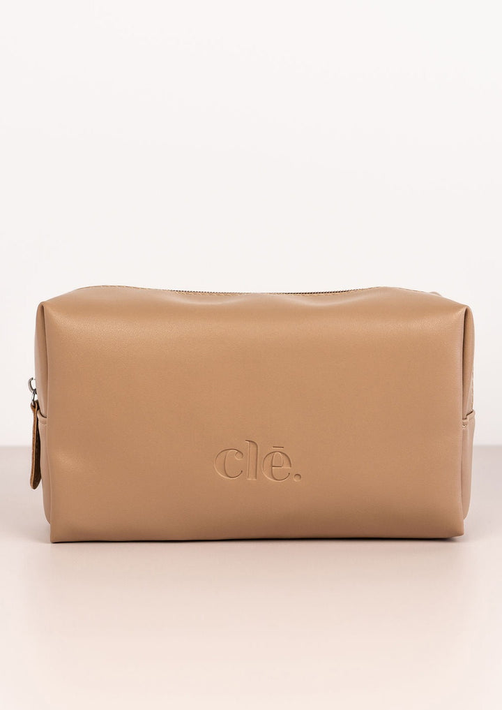 Tan Vegan Leather Cosmetic Case